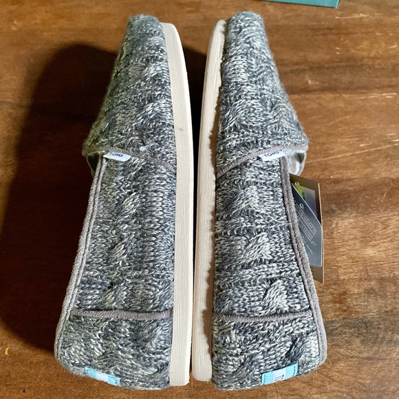 ✨Toms Cozy Alpargata 3.0 Slip-On Flats - Cement Chunky Cable Knit✨ NIB - Picture 3 of 13